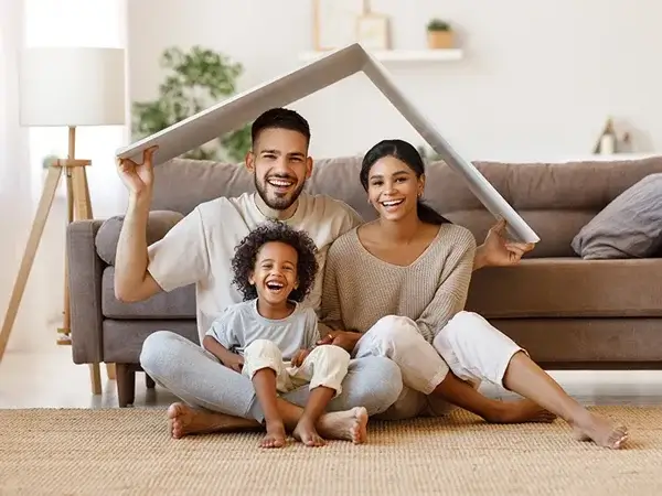 Family under a fake roof